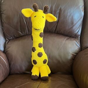 Handmade Yellow & Brown Crochet Giraffe Plush